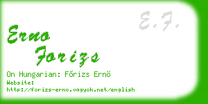 erno forizs business card